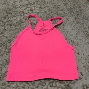 Vibrant Pink Ribbed Crop Top